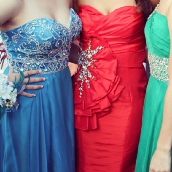 Blue & Silver Jeweled Prom Dress - Picture 4 of 6